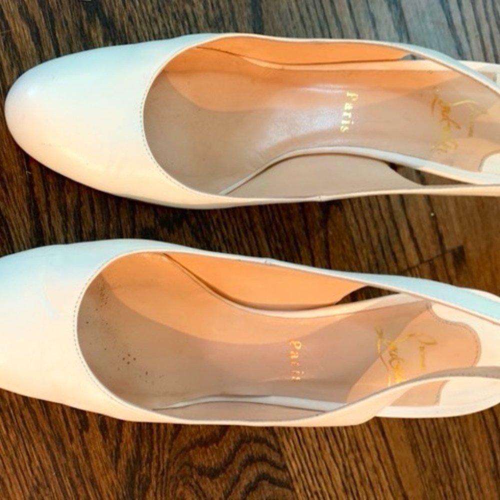 Christian Louboutin white slingbacks